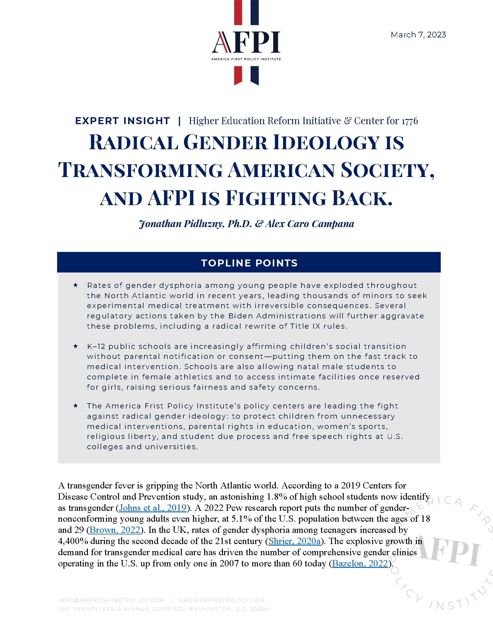 Radical Gender Ideology Is Transforming American Society And Afpi Is Fighting Back Issues