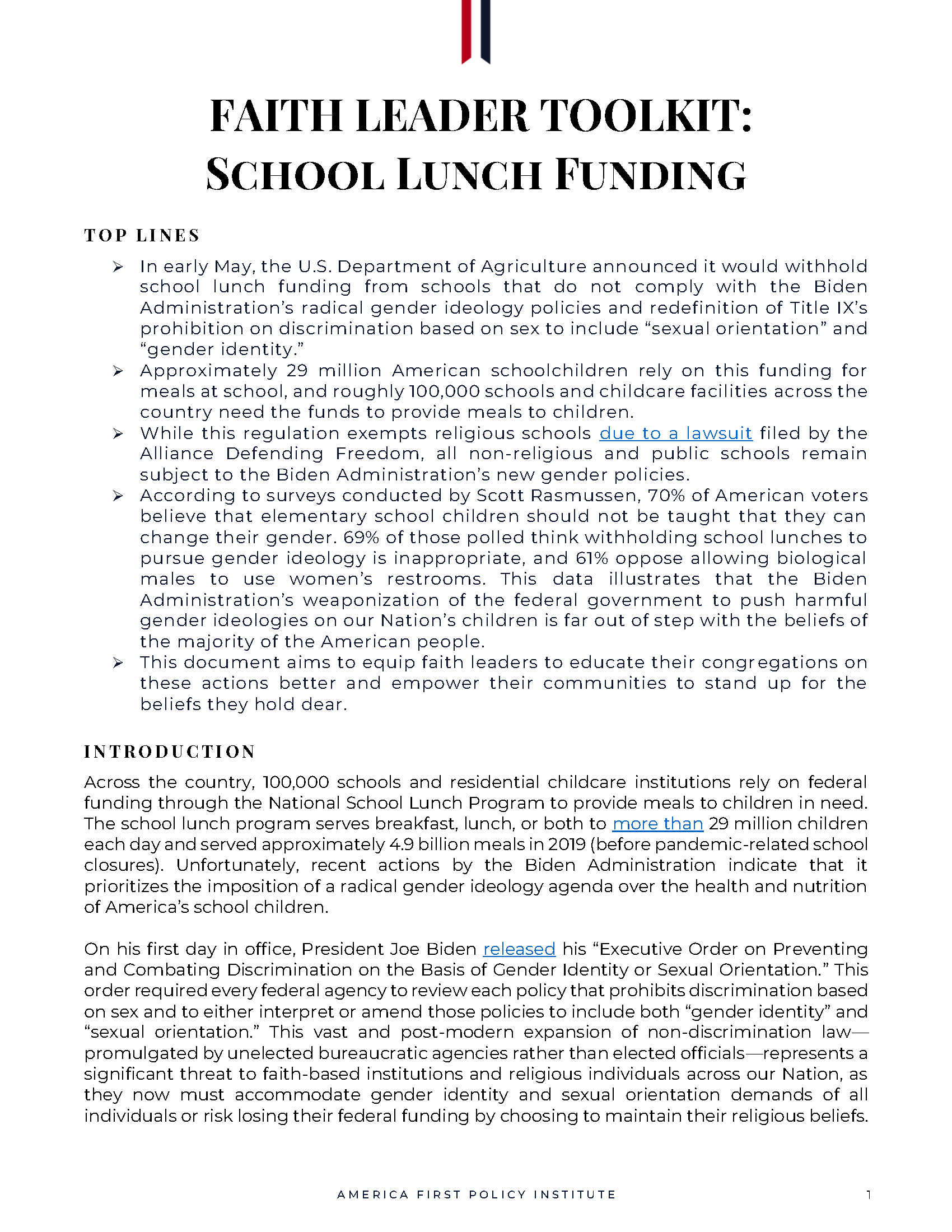 Faith Leader Toolkit: School Lunch Funding | Issues