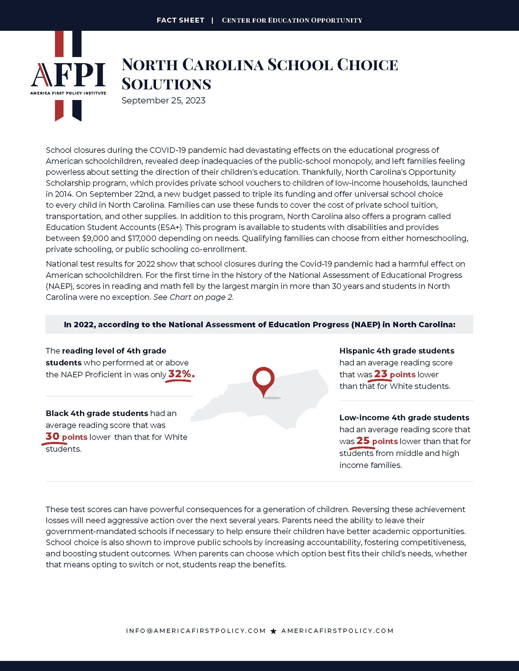 North Carolina School Choice Solutions Issues