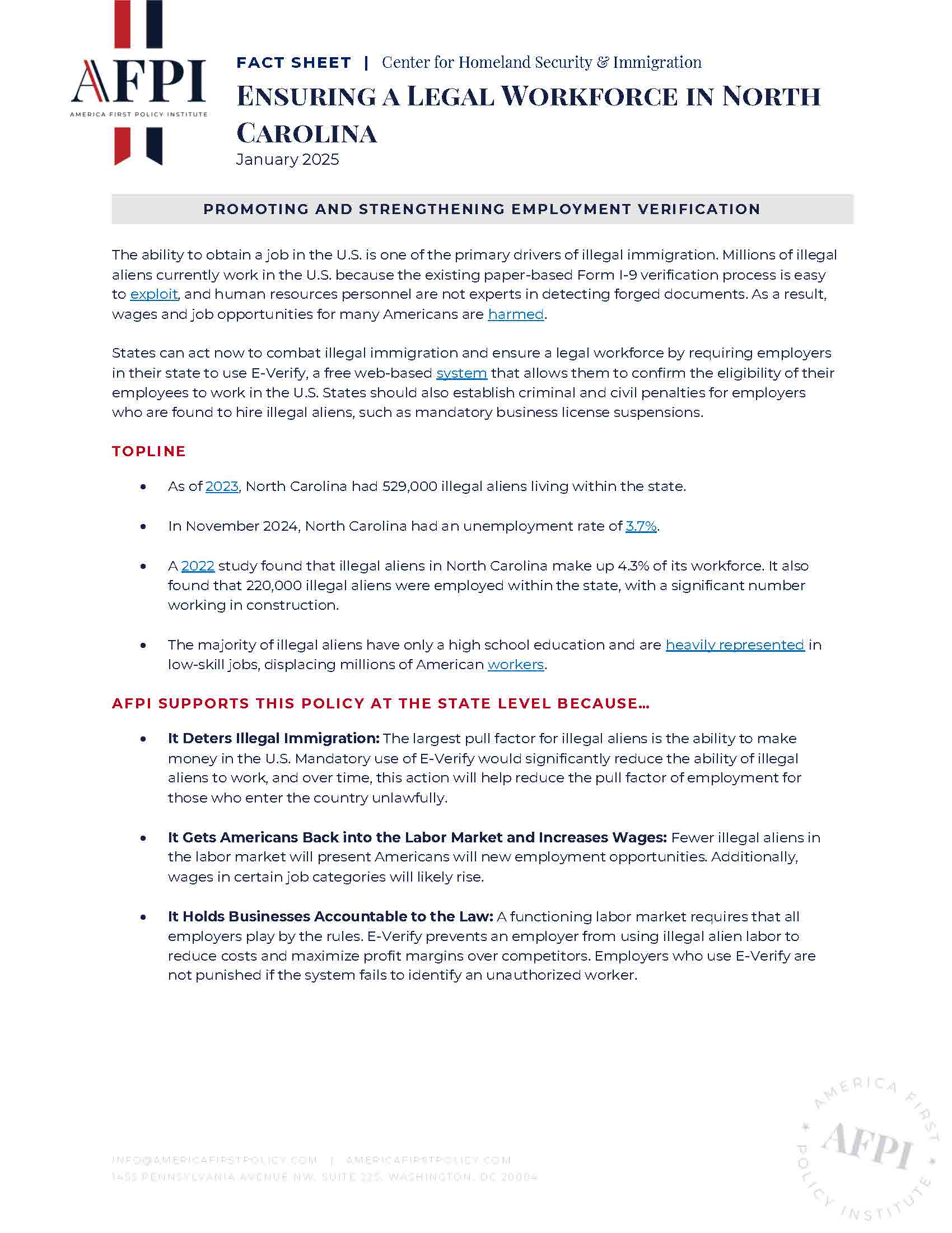 ensuring a legal workforce in north carolina | issues