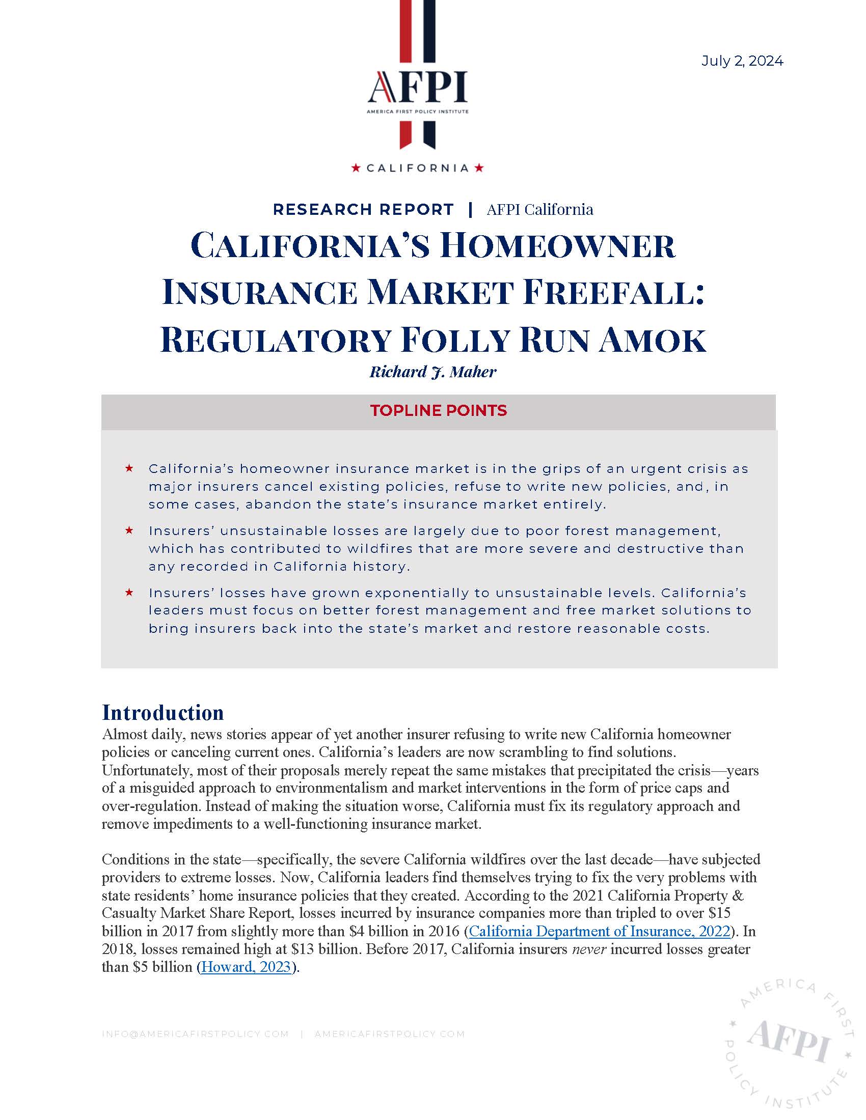 California’s Homeowner Insurance Market Freefall Regulatory Folly Run
