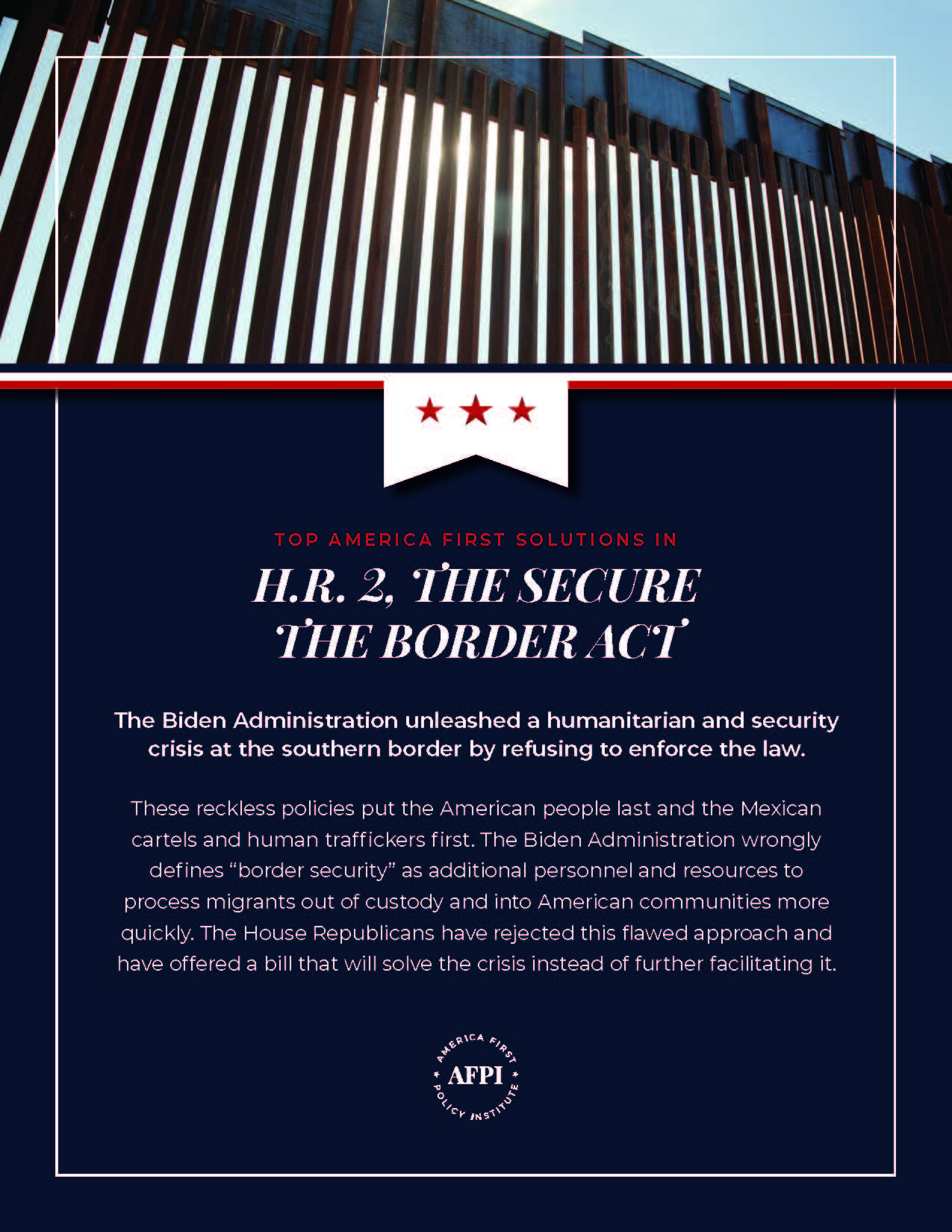 Top America First Solutions in H.R. 2, the Secure the Border Act Issues